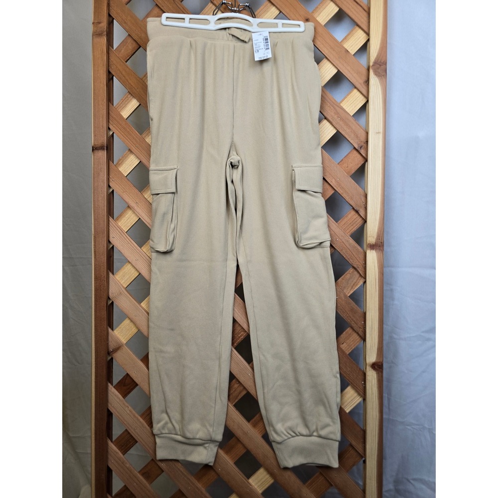 Old Navy Ribbed Cargo Jogger Pants Girls Large 10/12 Java Hill Tan NWT